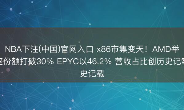 NBA下注(中国)官网入口 x86市集变天！AMD举座份额打破30% EPYC以46.2% 营收占比创历史记载