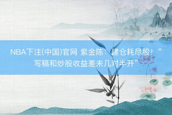 NBA下注(中国)官网 紫金陈：建仓耗尽股！“写稿和炒股收益差未几对半开”