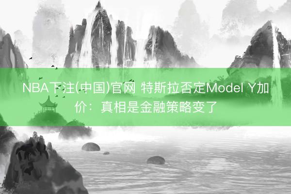 NBA下注(中国)官网 特斯拉否定Model Y加价：真相是金融策略变了