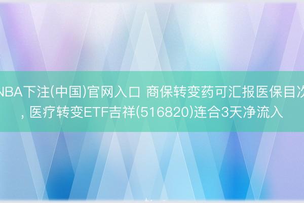NBA下注(中国)官网入口 商保转变药可汇报医保目次， 医疗转变ETF吉祥(516820)连合3天净流入