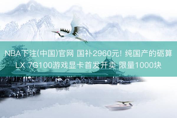 NBA下注(中国)官网 国补2960元! 纯国产的砺算LX 7G100游戏显卡首发开卖 限量1000块