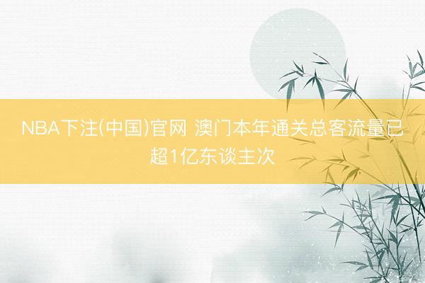 NBA下注(中国)官网 澳门本年通关总客流量已超1亿东谈主次