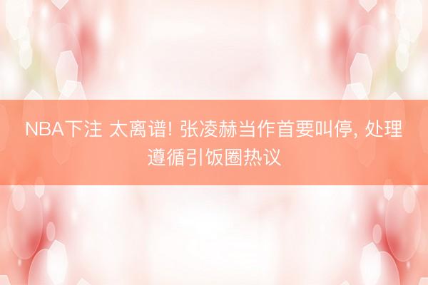 NBA下注 太离谱! 张凌赫当作首要叫停， 处理遵循引饭圈热议